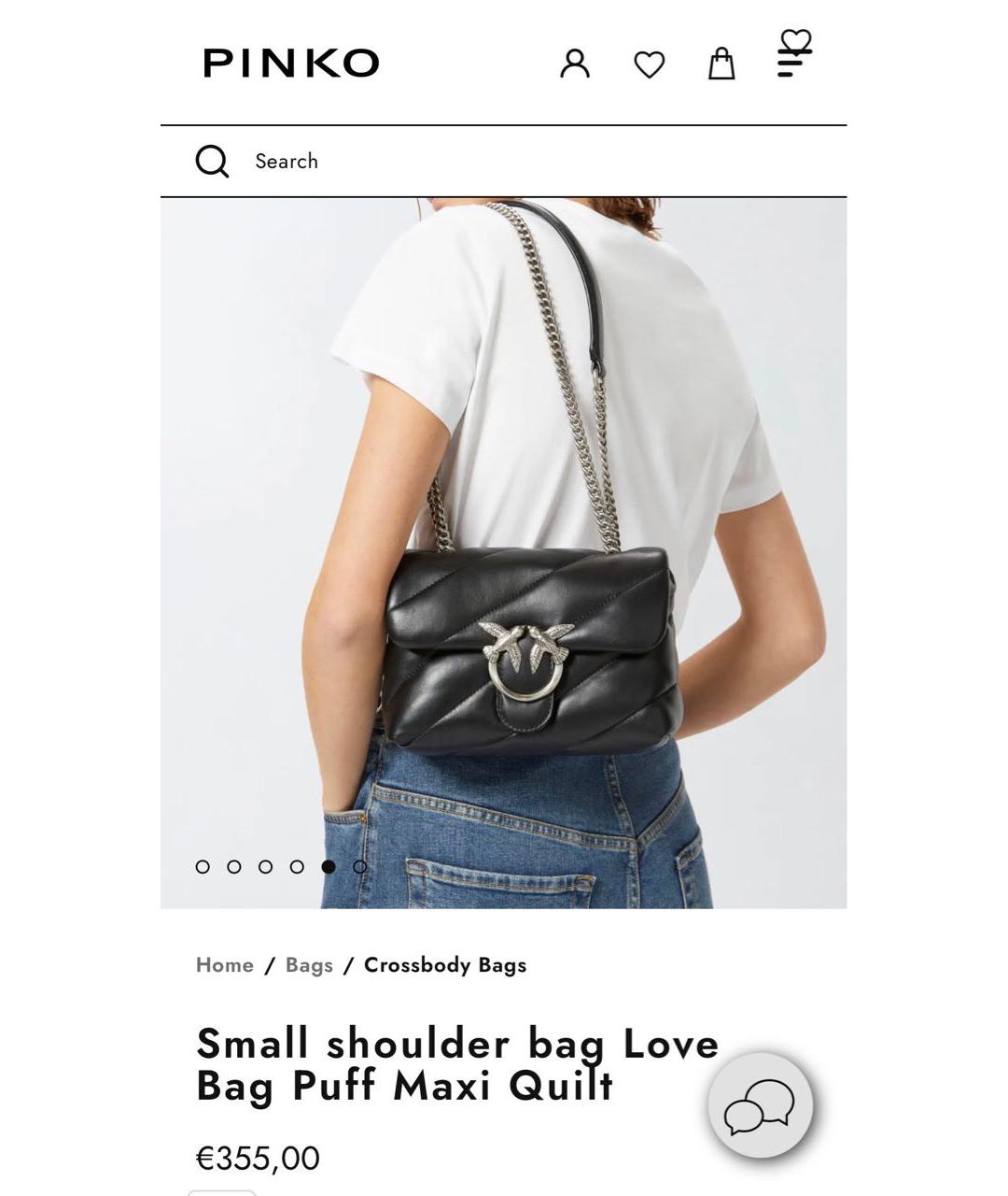 PINKO Черная кожаная сумка через плечо, фото 6