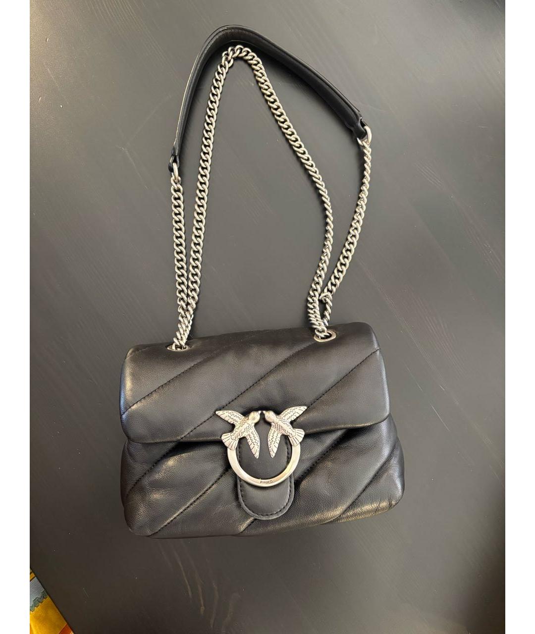 PINKO Черная кожаная сумка через плечо, фото 3