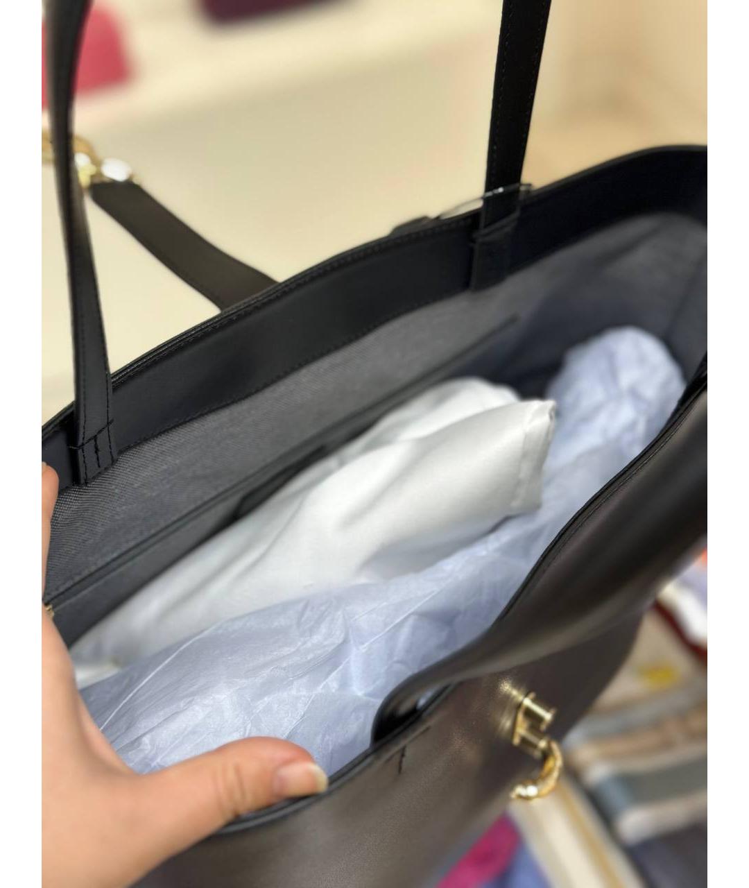 FURLA Черная кожаная сумка тоут, фото 4