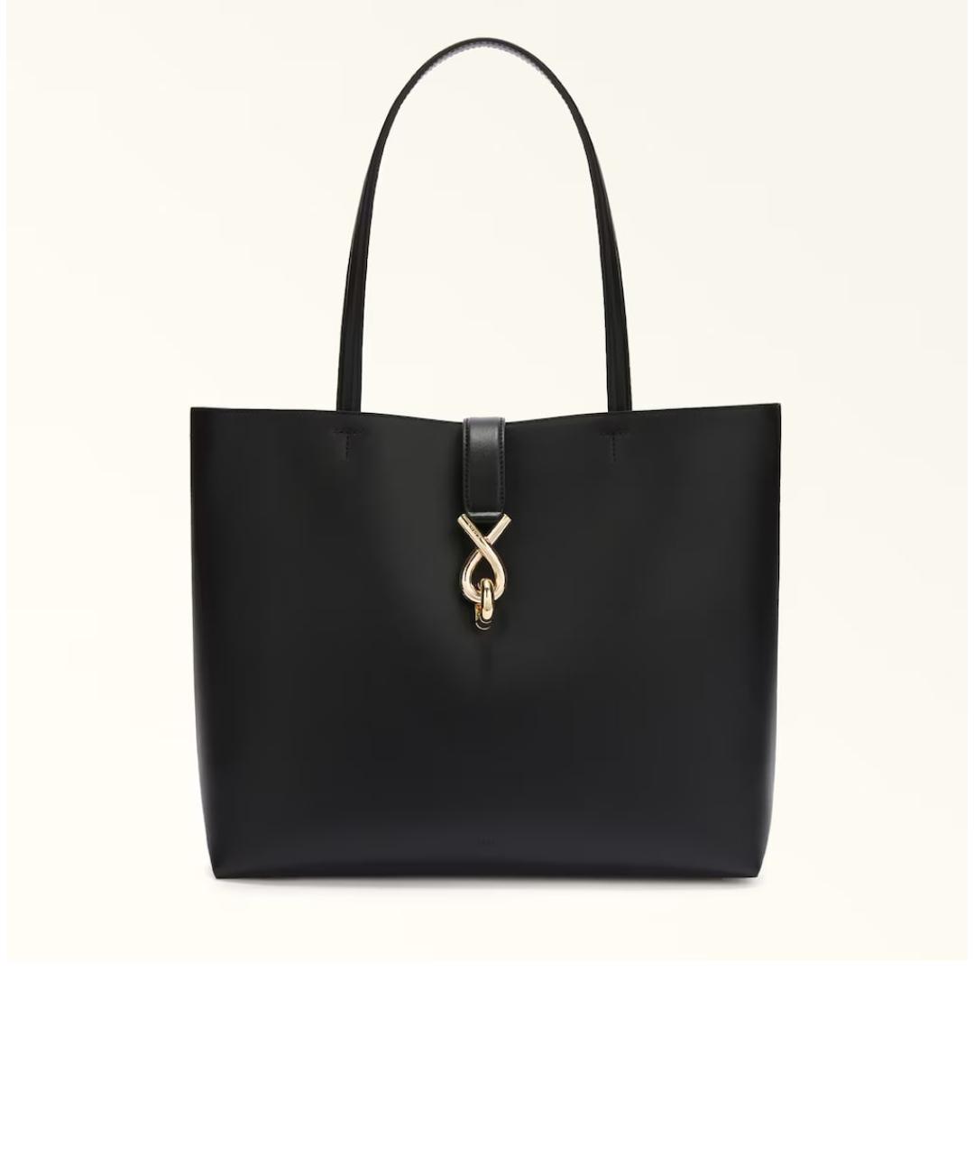 FURLA Черная кожаная сумка тоут, фото 7