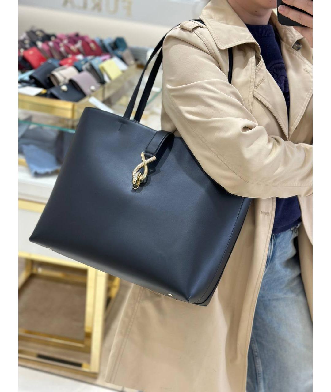 FURLA Черная кожаная сумка тоут, фото 5