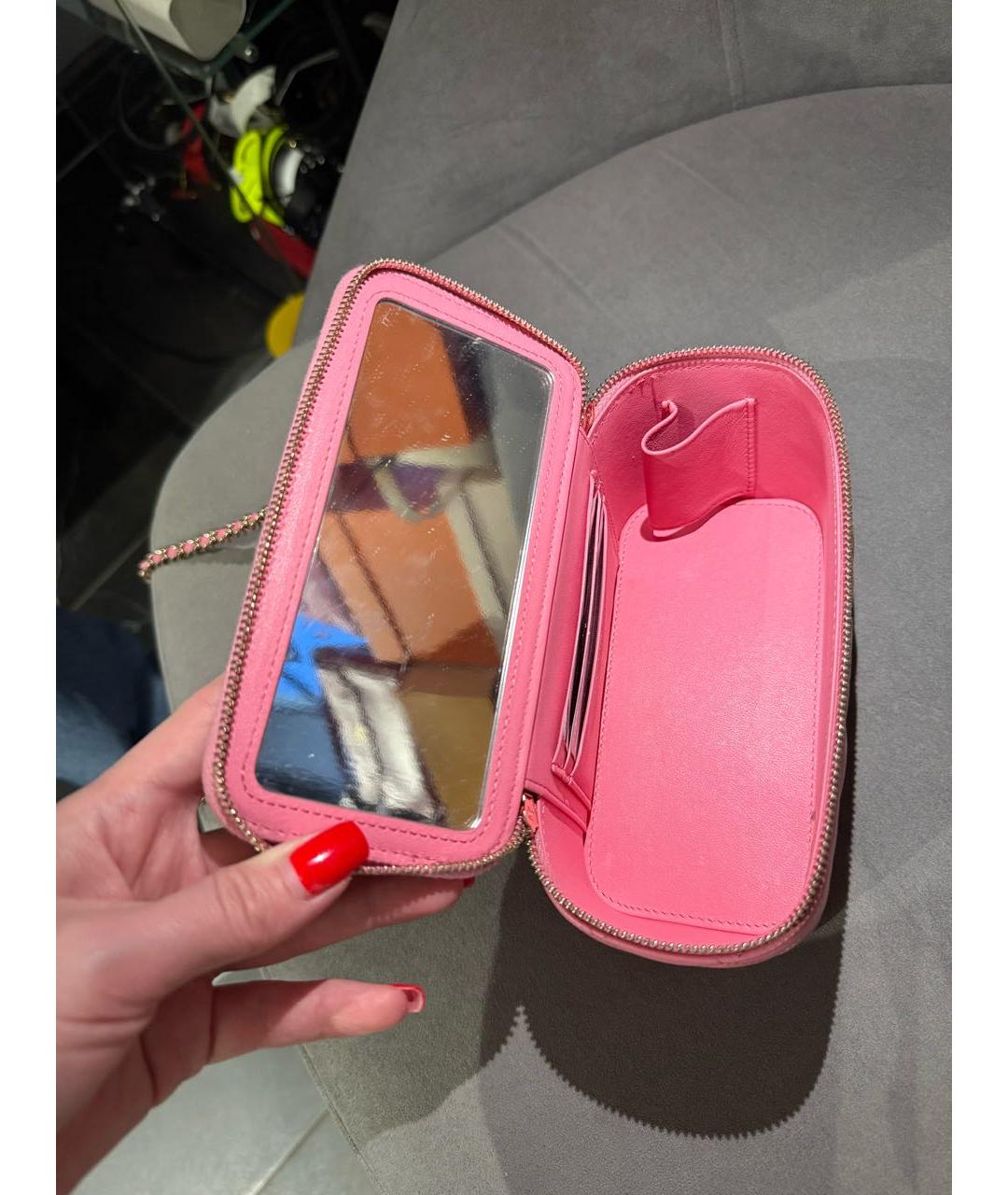 CHANEL Розовая кожаная сумка через плечо, фото 7