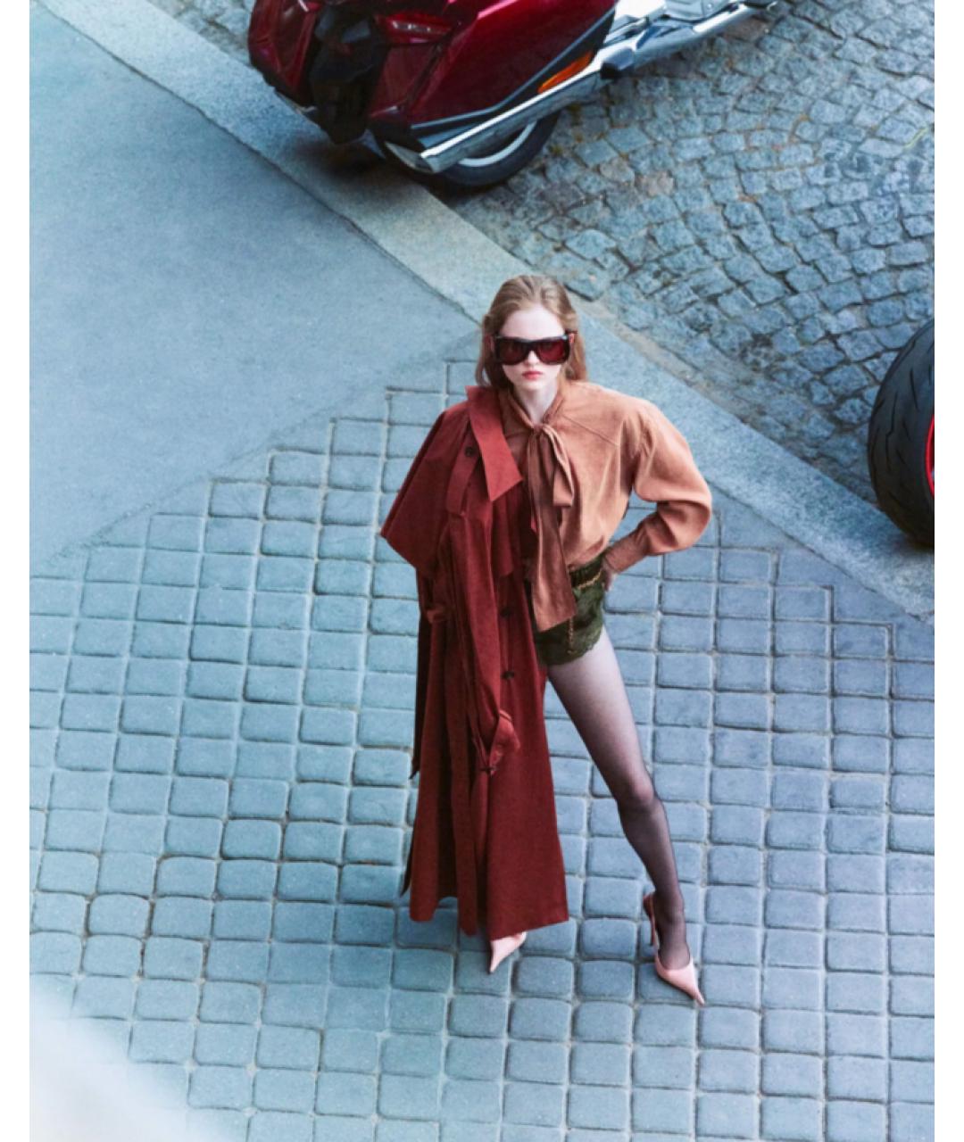 SAINT LAURENT Коричневый хлопковый тренч/плащ, фото 2