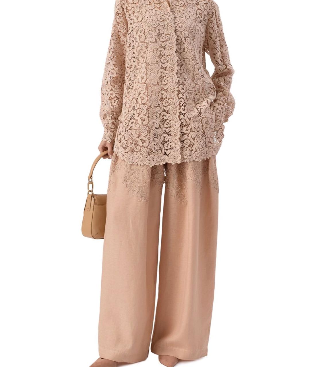 ERMANNO SCERVINO Бежевые льняные брюки широкие, фото 5