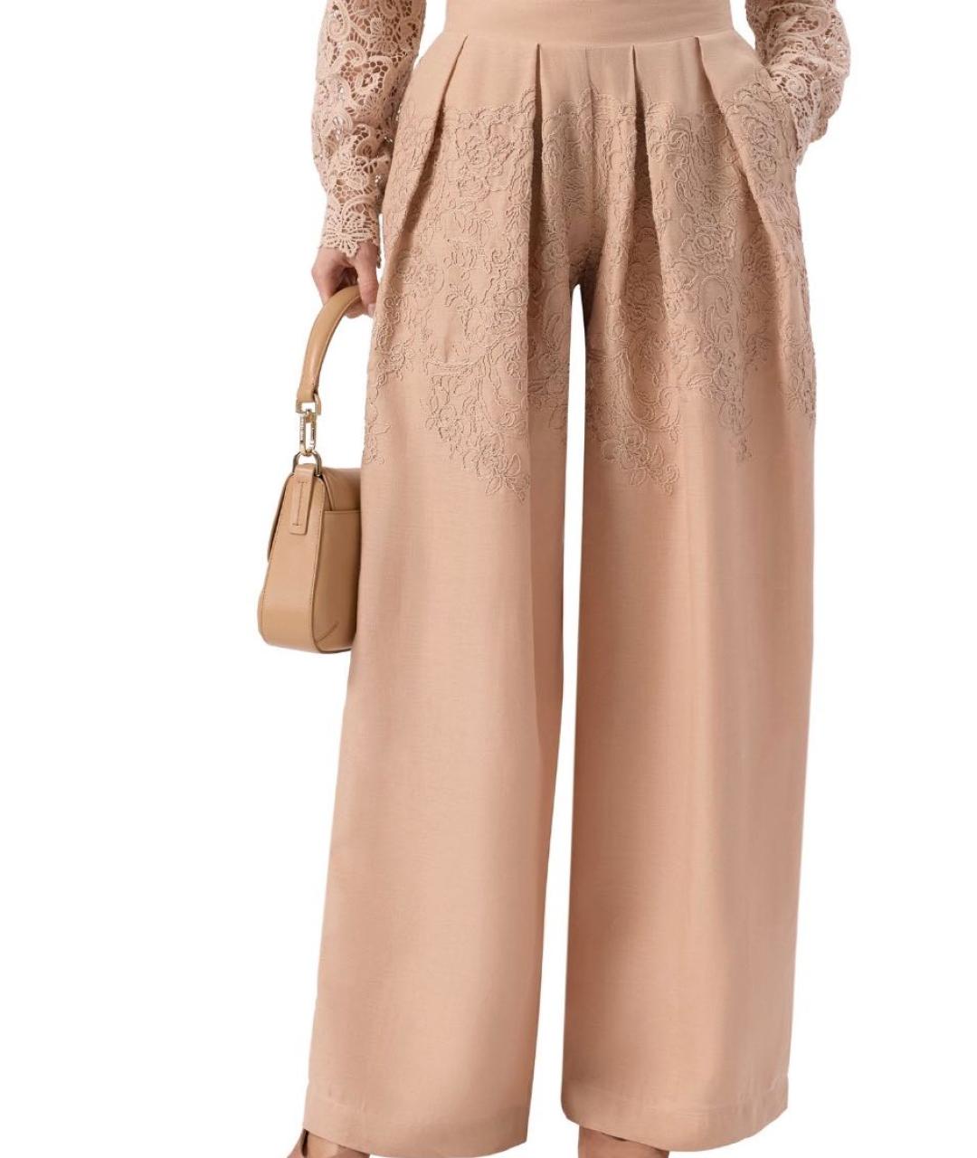 ERMANNO SCERVINO Бежевые льняные брюки широкие, фото 2