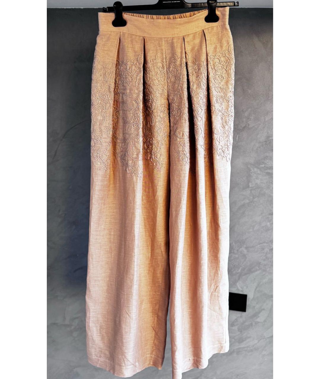 ERMANNO SCERVINO Бежевые льняные брюки широкие, фото 3