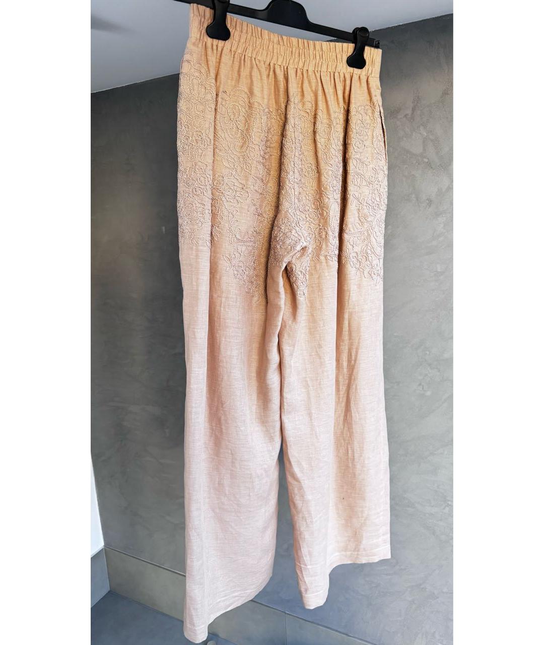 ERMANNO SCERVINO Бежевые льняные брюки широкие, фото 4
