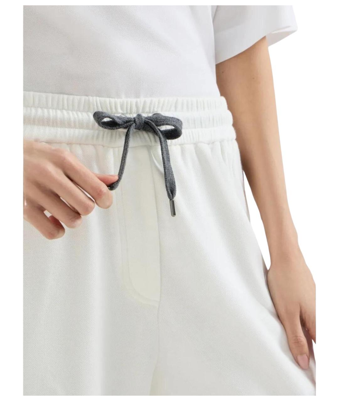 BRUNELLO CUCINELLI Белые хлопковые спортивные брюки и шорты, фото 3