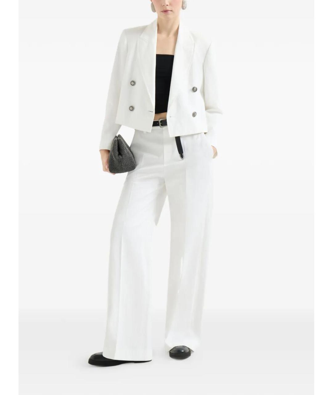 BRUNELLO CUCINELLI Бежевые хлопковые прямые брюки, фото 2