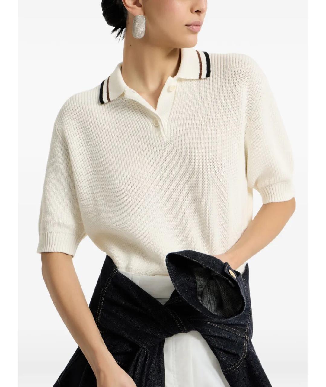 BRUNELLO CUCINELLI Белая хлопковая футболка, фото 4