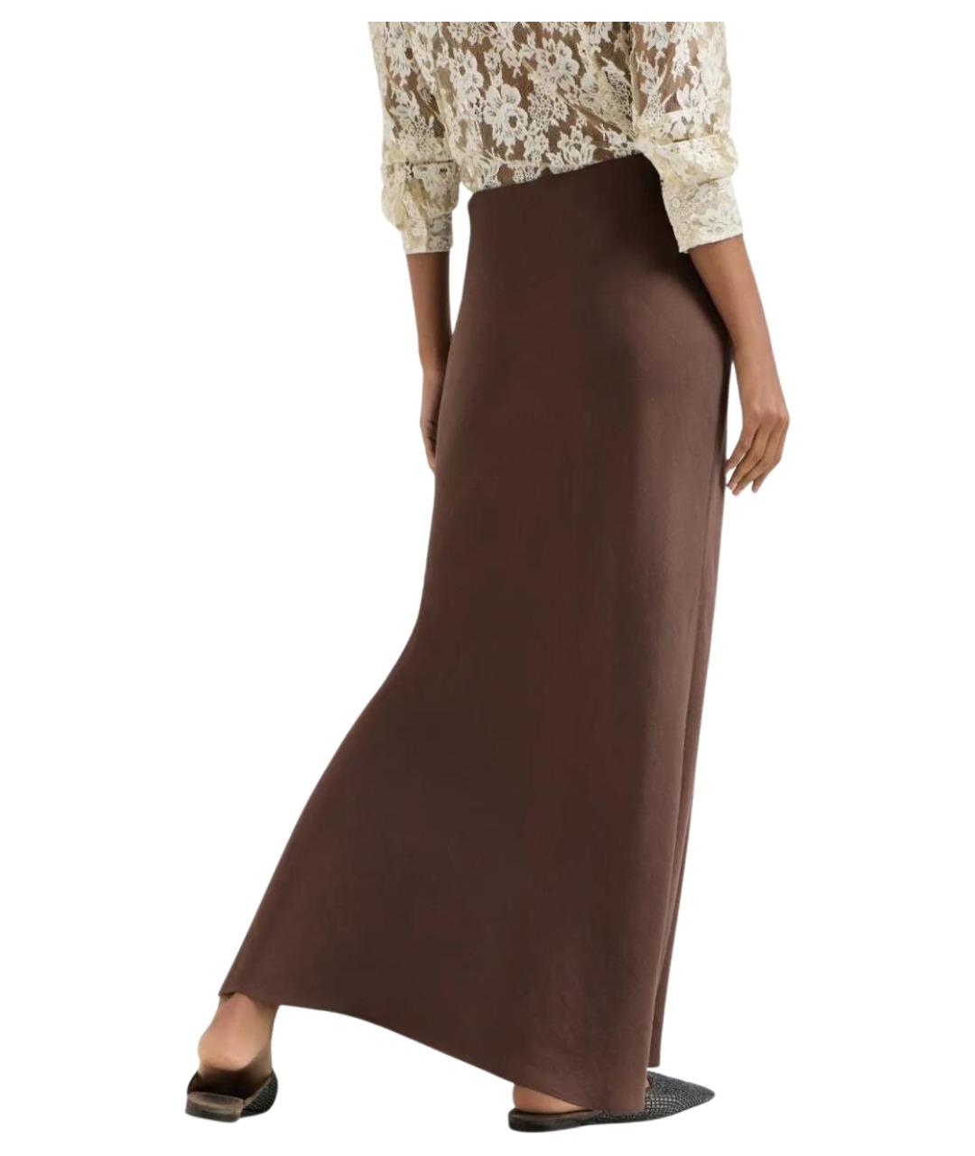 BRUNELLO CUCINELLI Коричневая вискозная юбка макси, фото 6