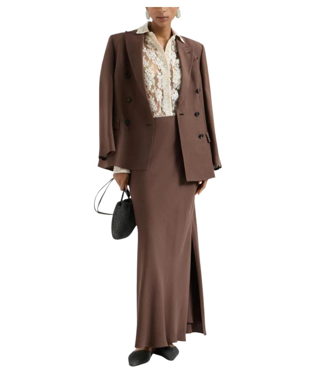 BRUNELLO CUCINELLI Коричневая вискозная юбка макси, фото 2