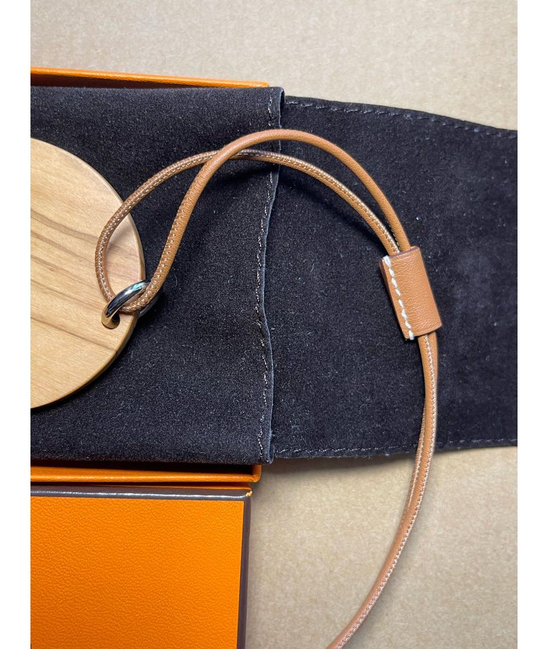 HERMES Коричневое кожаное колье, фото 4