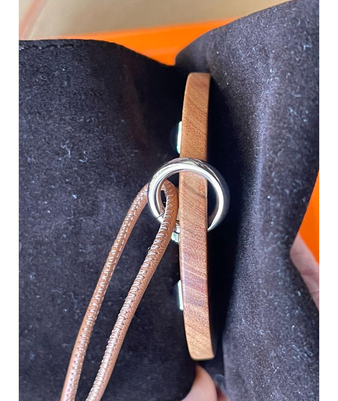 HERMES Коричневое кожаное колье, фото 6