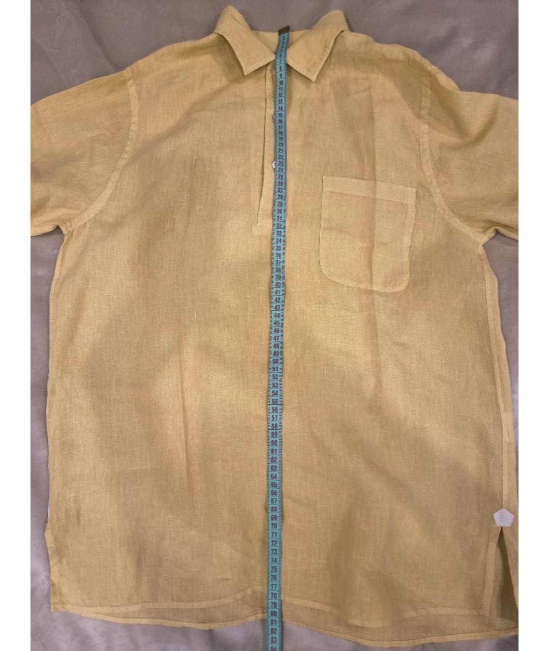 LORO PIANA Желтая льняная кэжуал рубашка, фото 8