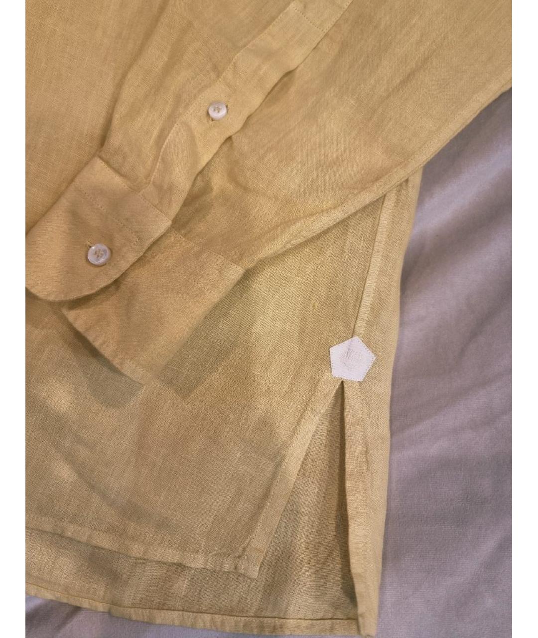 LORO PIANA Желтая льняная кэжуал рубашка, фото 6