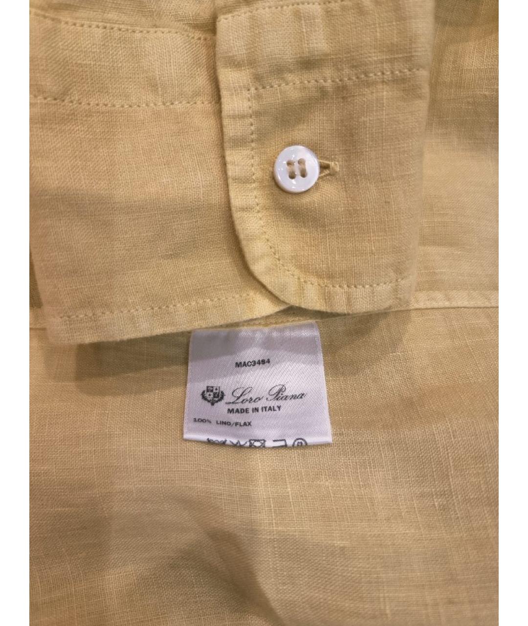 LORO PIANA Желтая льняная кэжуал рубашка, фото 5