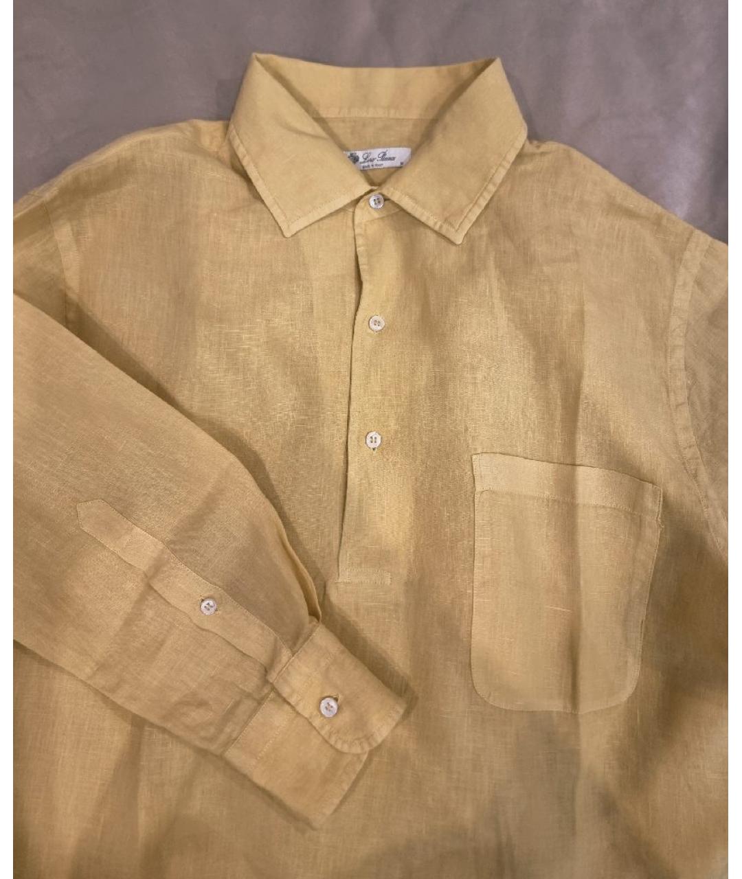 LORO PIANA Желтая льняная кэжуал рубашка, фото 4