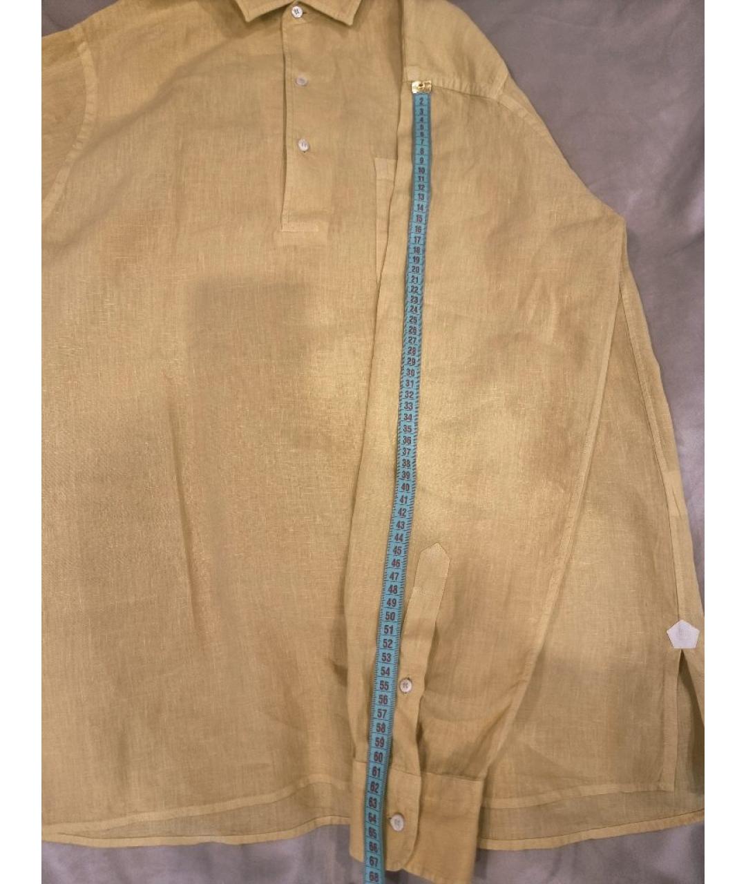 LORO PIANA Желтая льняная кэжуал рубашка, фото 9