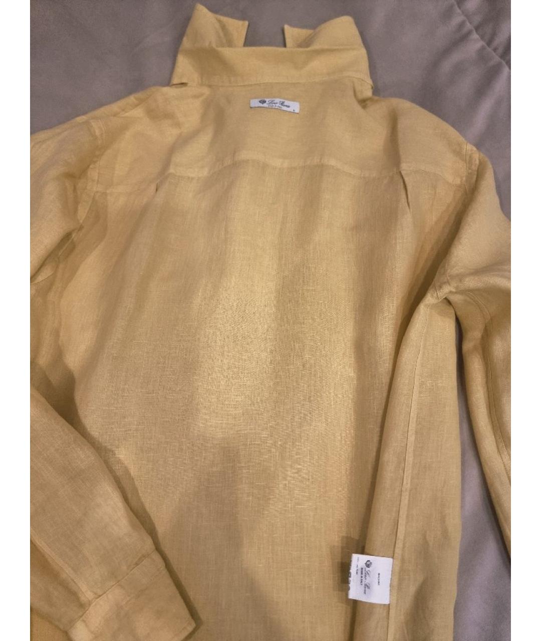 LORO PIANA Желтая льняная кэжуал рубашка, фото 3