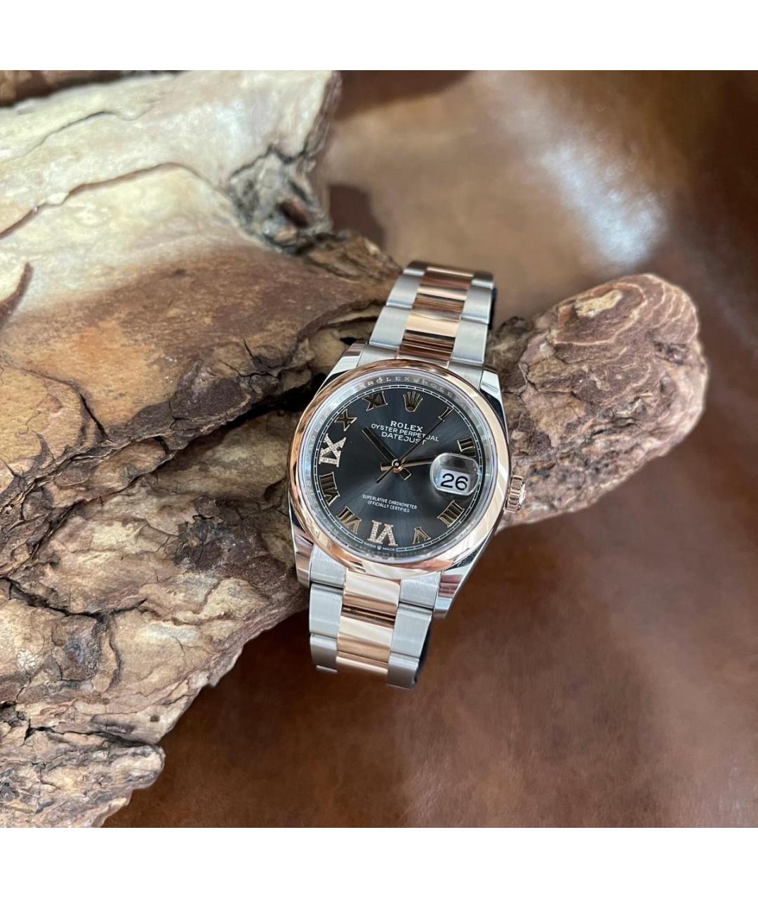 ROLEX Серые часы из розового золота, фото 2