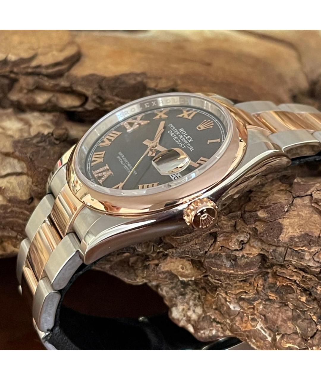 ROLEX Серые часы из розового золота, фото 3