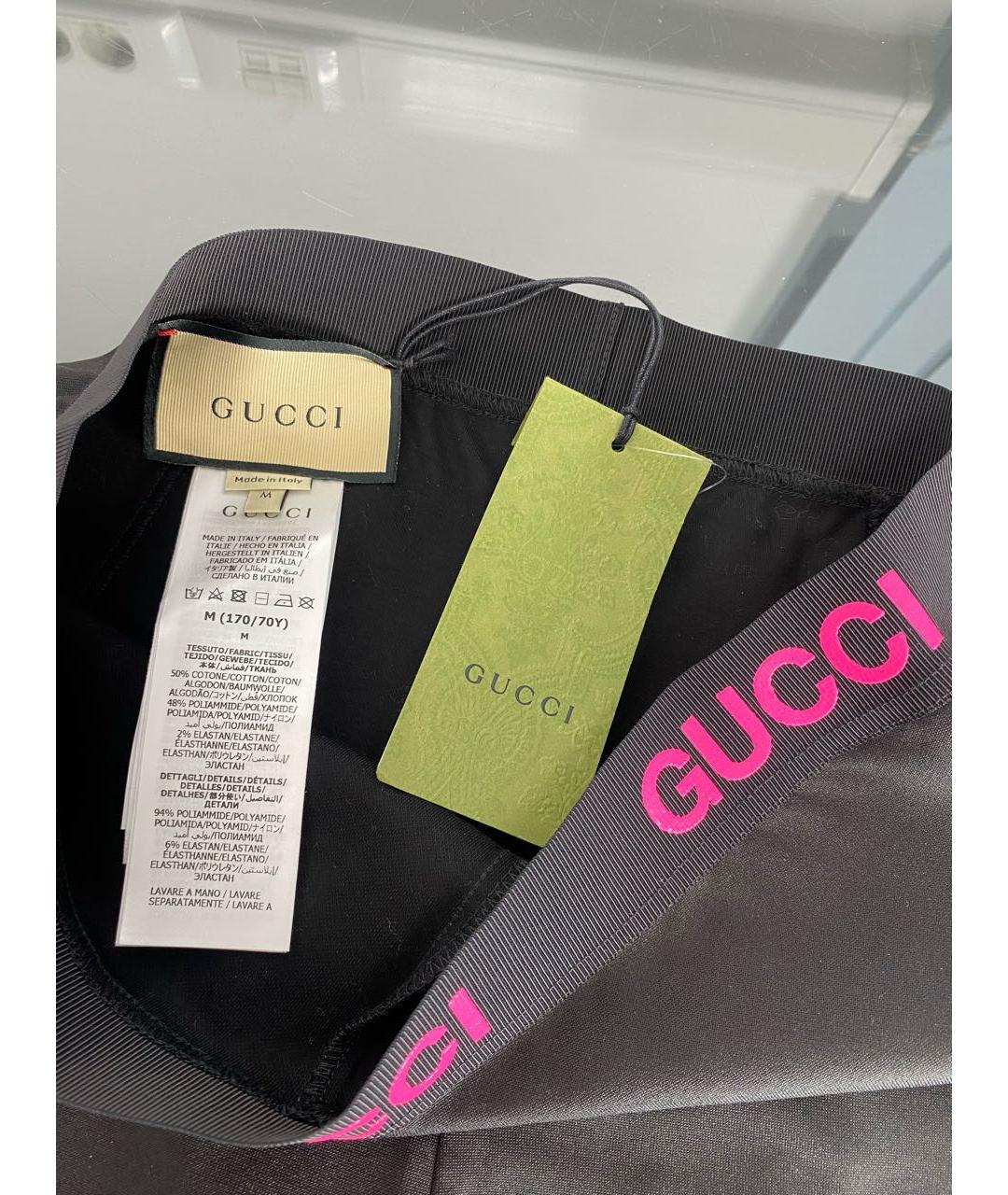 GUCCI Черные хлопко-эластановые леггинсы и велосипедки, фото 3