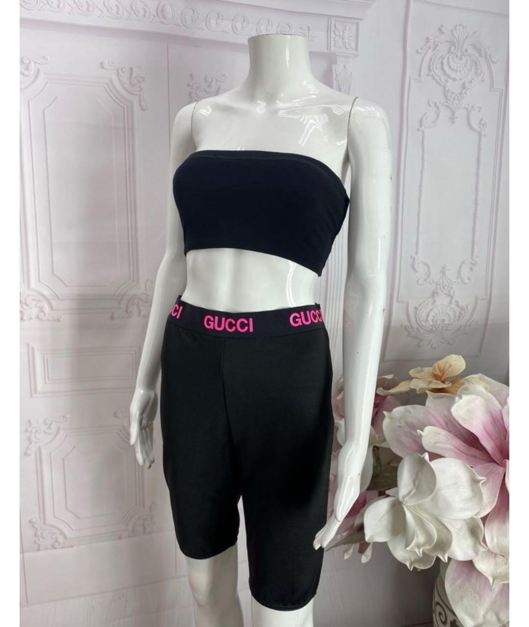 GUCCI Черные хлопко-эластановые леггинсы и велосипедки, фото 5