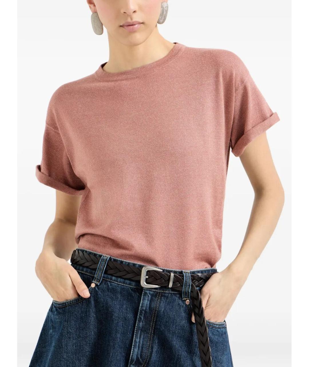 BRUNELLO CUCINELLI Розовая кашемировая футболка, фото 6