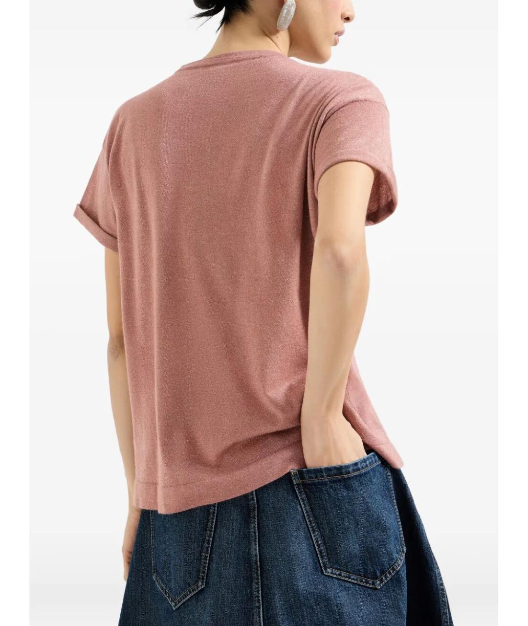 BRUNELLO CUCINELLI Розовая кашемировая футболка, фото 4