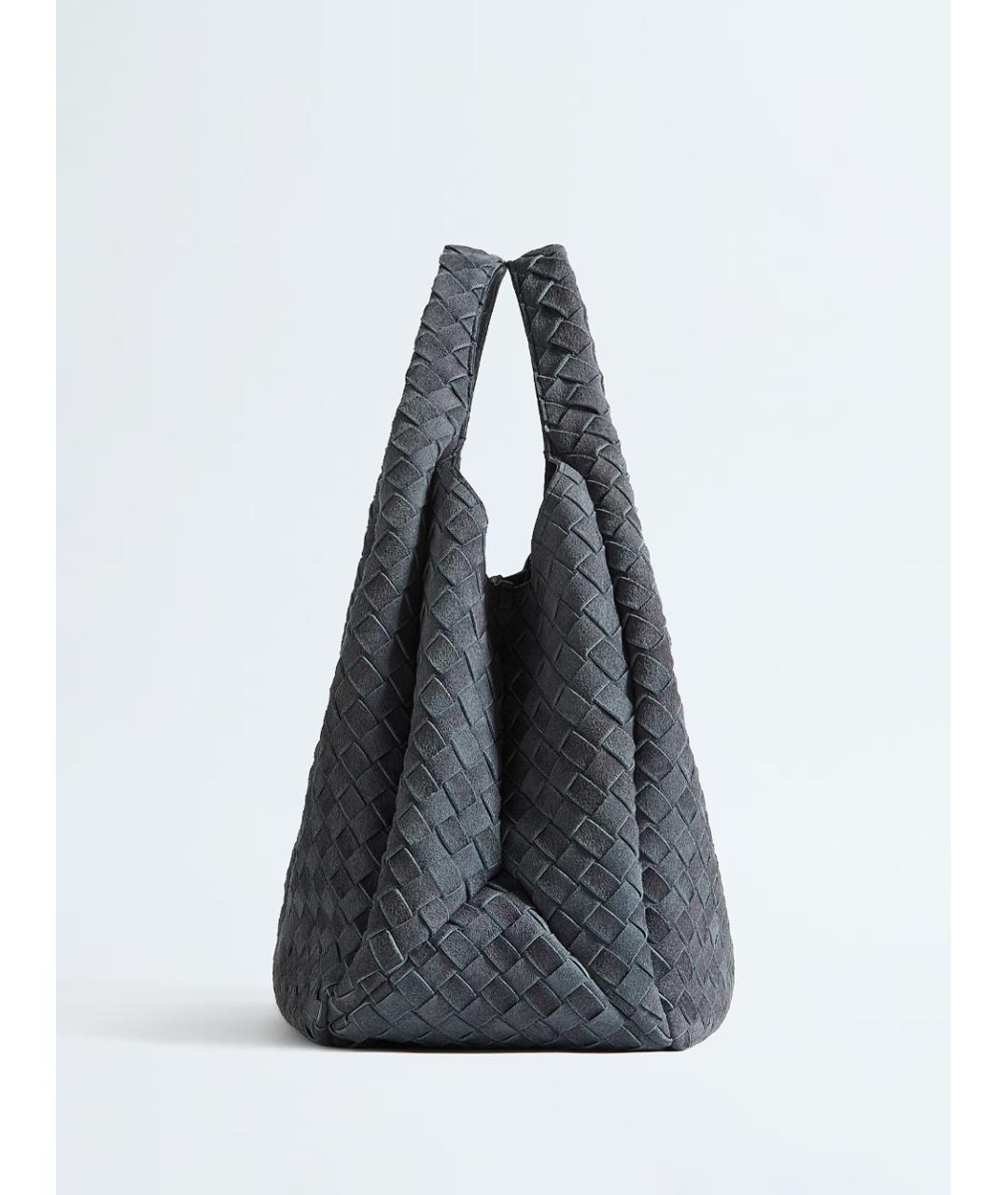 BOTTEGA VENETA Синяя замшевая сумка с короткими ручками, фото 2