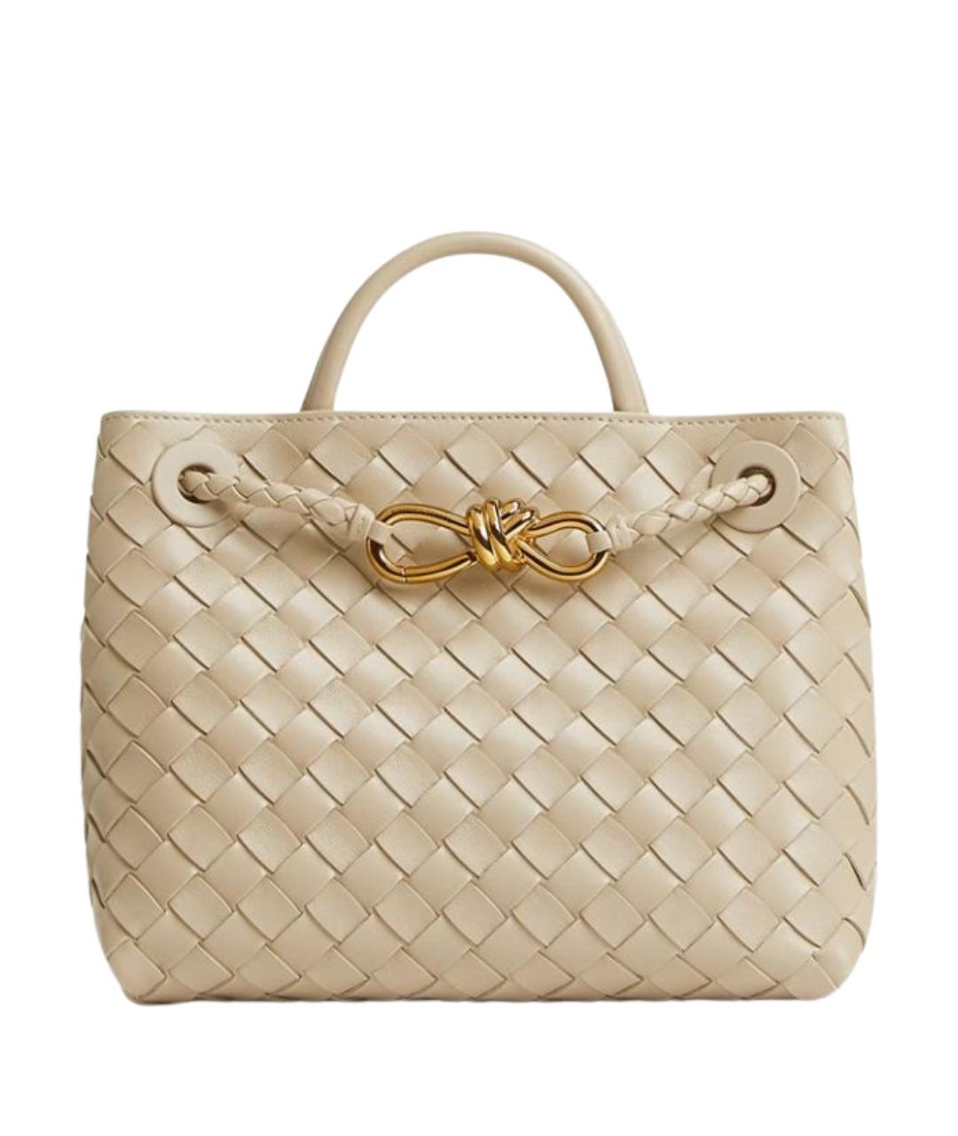 BOTTEGA VENETA Бежевая кожаная сумка с короткими ручками, фото 1