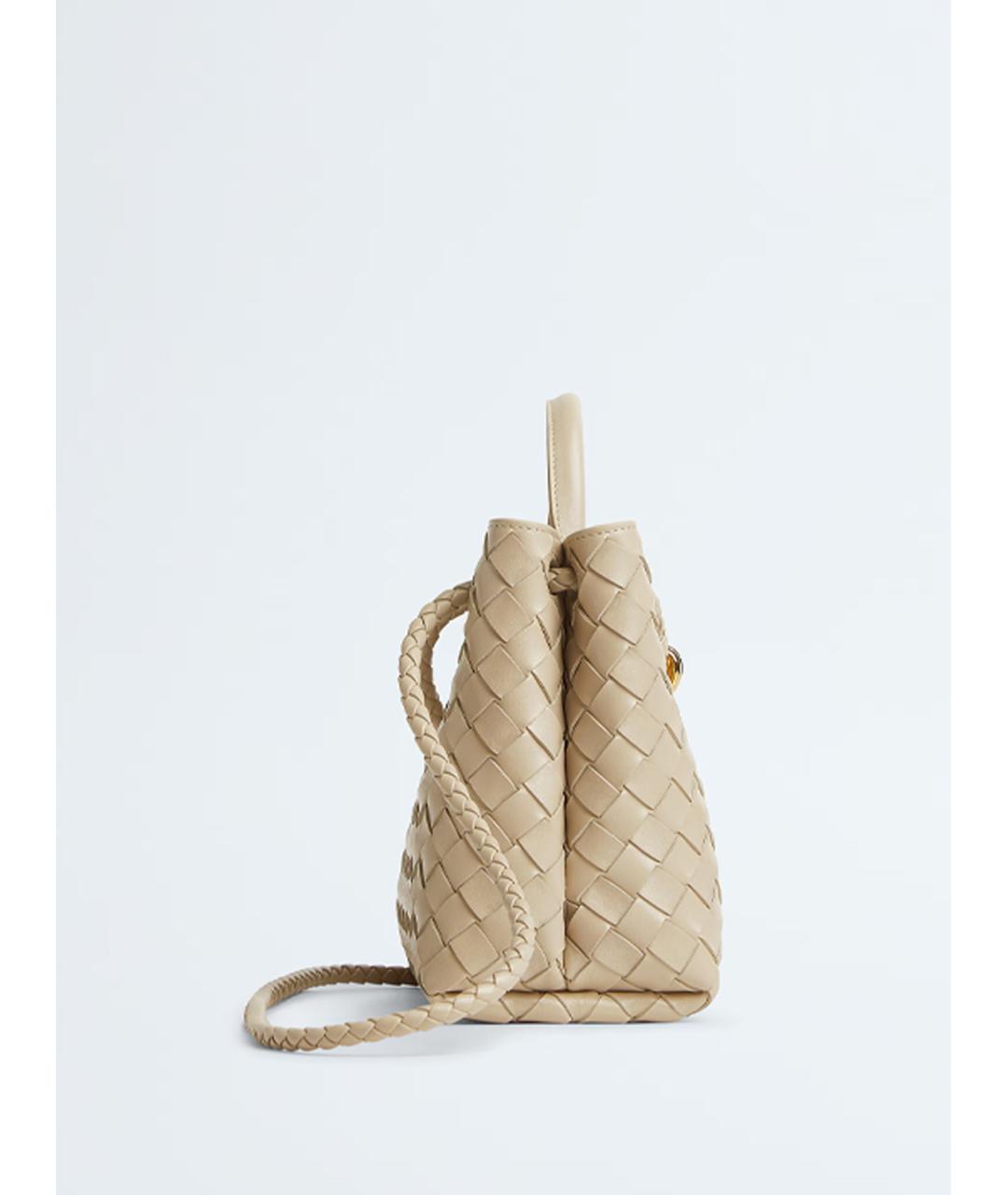 BOTTEGA VENETA Бежевая кожаная сумка с короткими ручками, фото 3