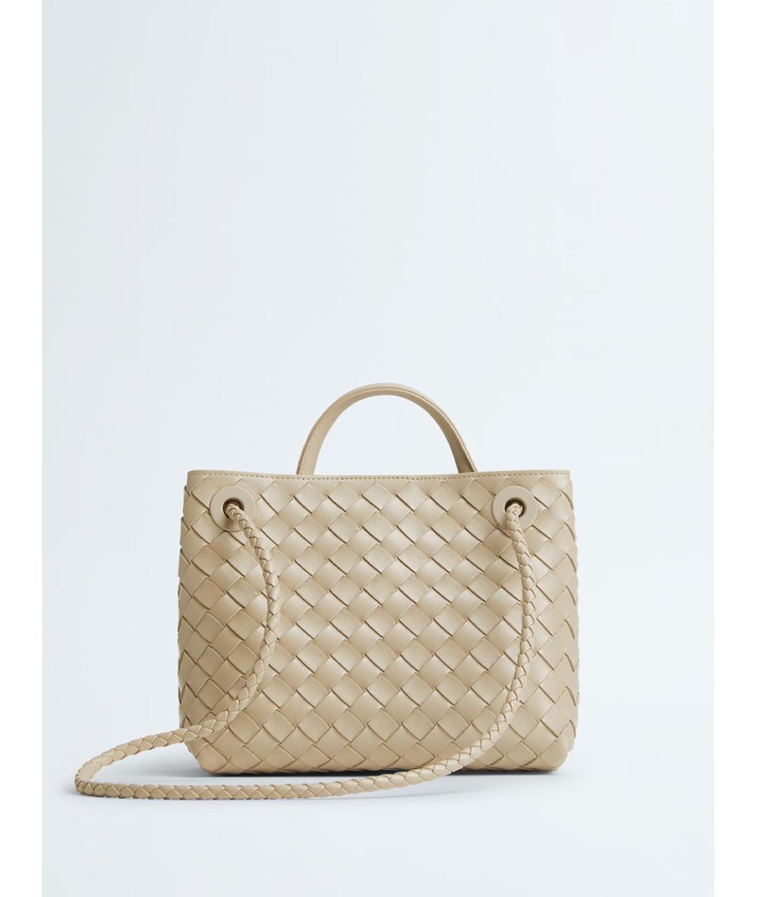 BOTTEGA VENETA Бежевая кожаная сумка с короткими ручками, фото 2