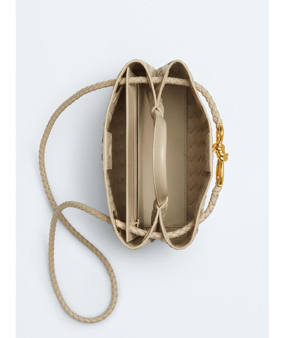 BOTTEGA VENETA Бежевая кожаная сумка с короткими ручками, фото 4