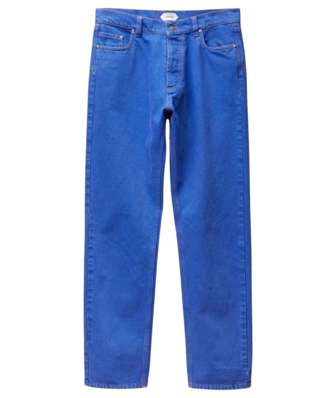 VERSACE Синие хлопковые прямые джинсы, фото 1