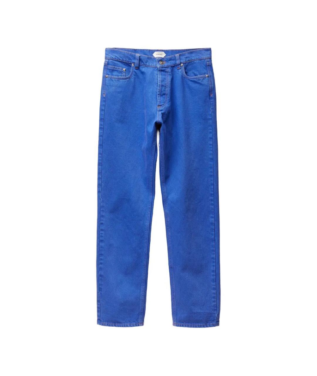 VERSACE Синие хлопковые прямые джинсы, фото 4