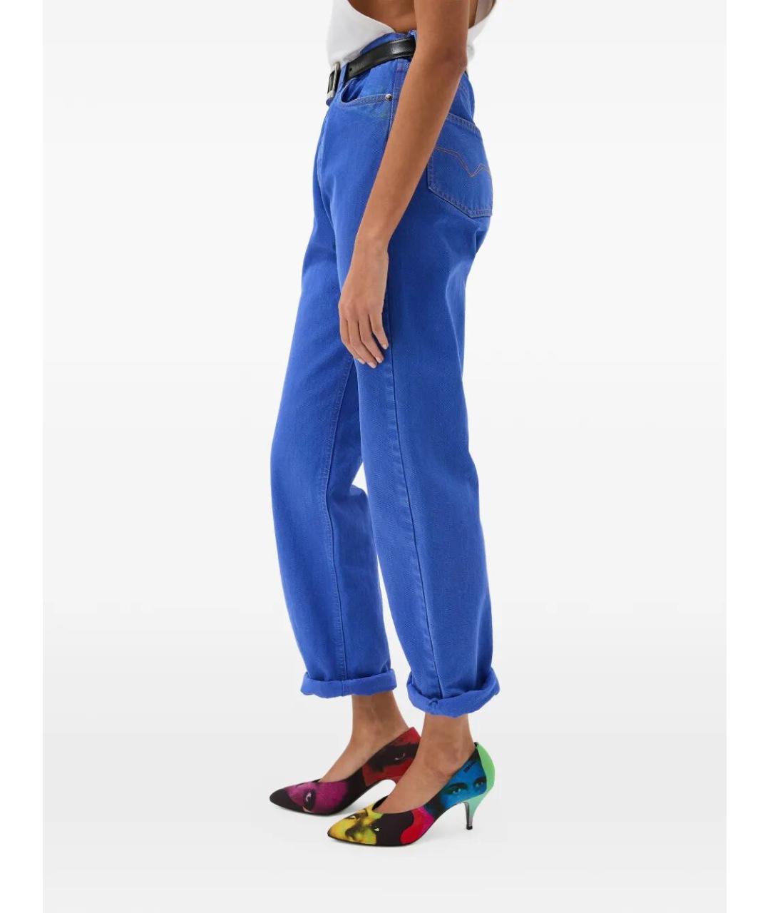 VERSACE Синие хлопковые прямые джинсы, фото 2