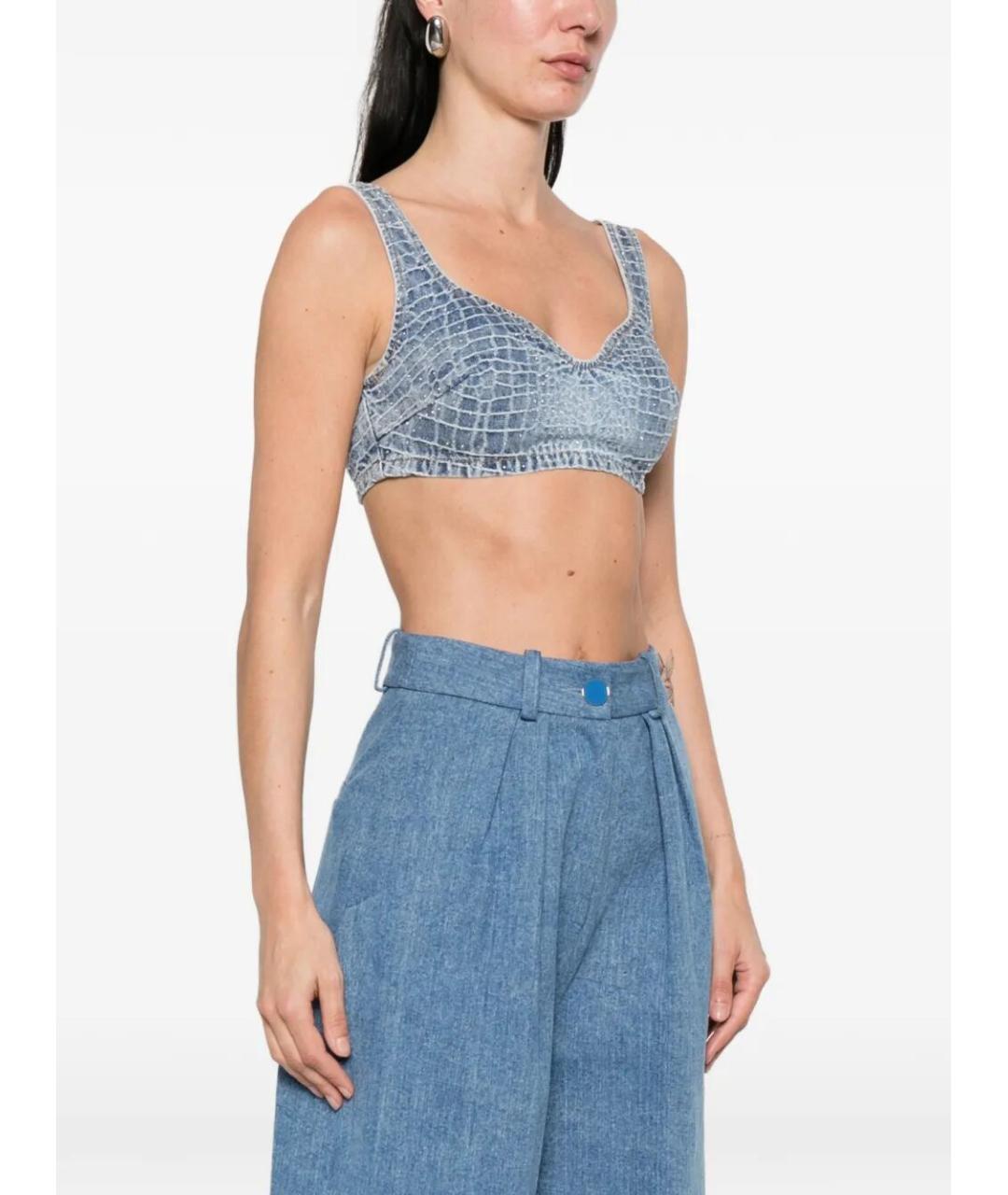 SELF-PORTRAIT Голубая хлопковая майка, фото 3