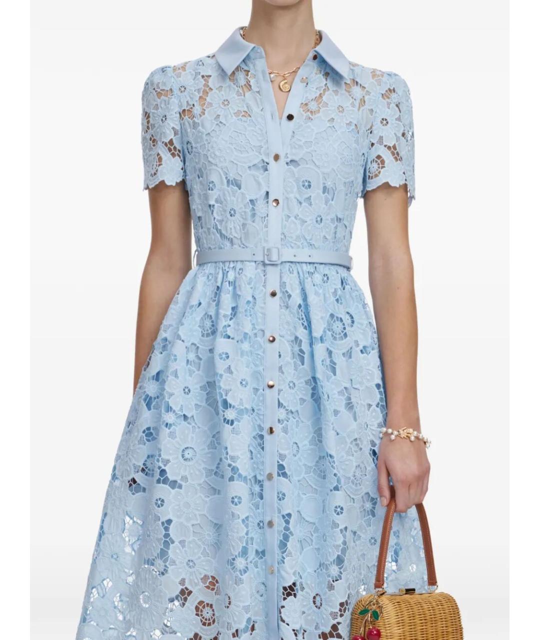 SELF-PORTRAIT Голубое полиэстеровое повседневное платье, фото 3