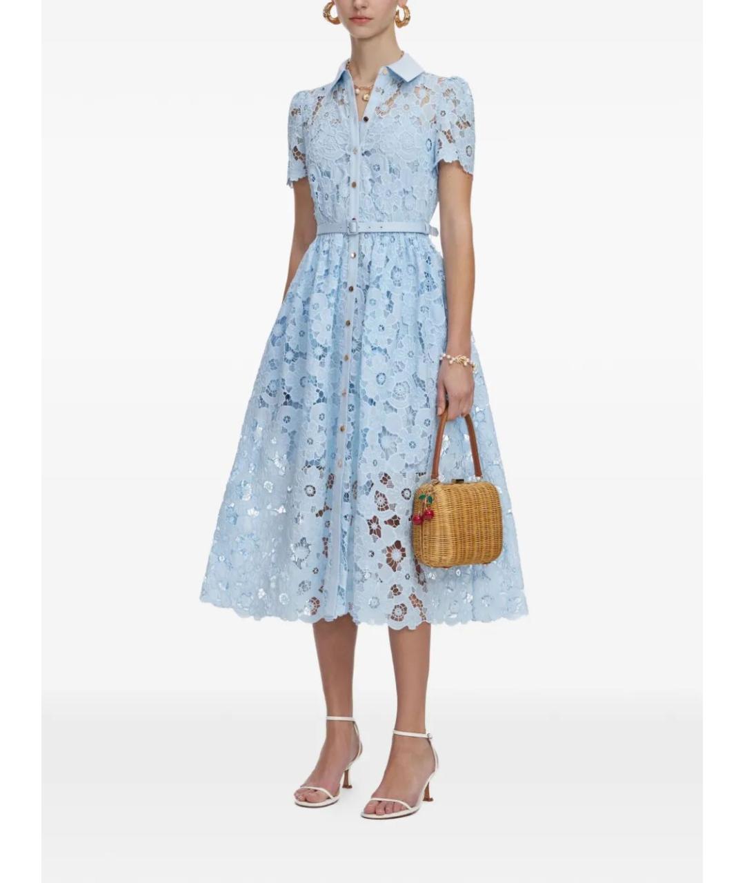 SELF-PORTRAIT Голубое полиэстеровое повседневное платье, фото 2