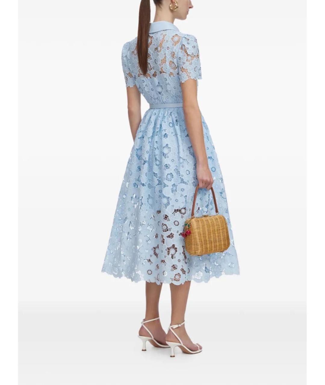 SELF-PORTRAIT Голубое полиэстеровое повседневное платье, фото 5