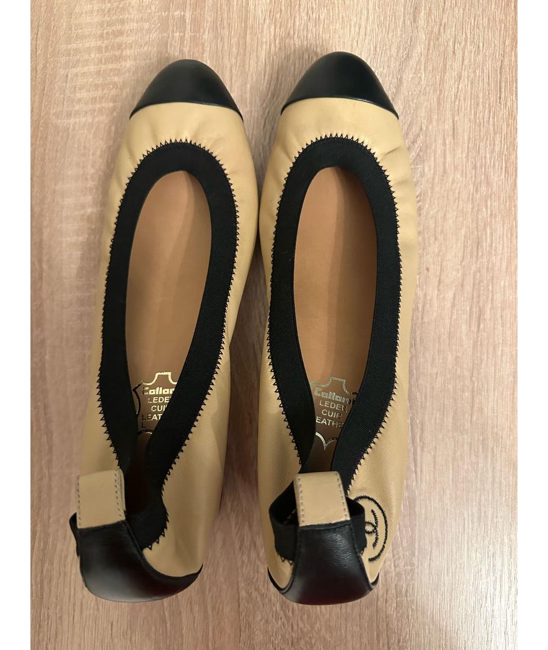 CHANEL Бежевые кожаные туфли, фото 3