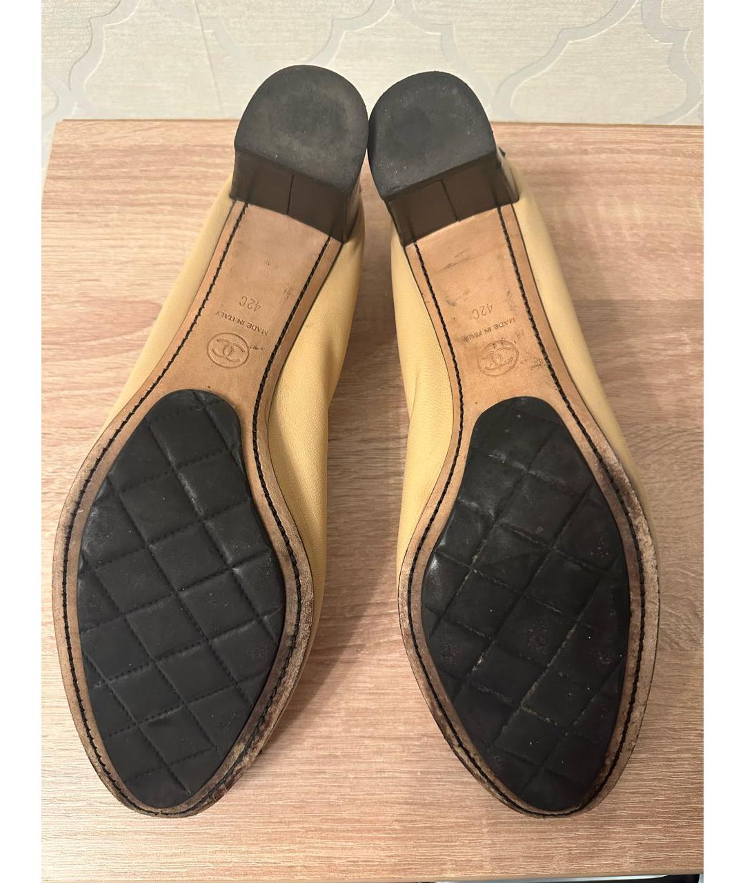 CHANEL Бежевые кожаные туфли, фото 6