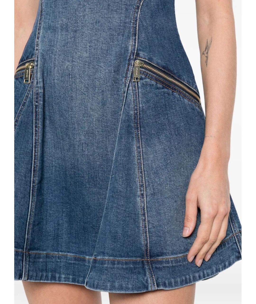 SELF-PORTRAIT Синий хлопко-эластановый сарафан, фото 5