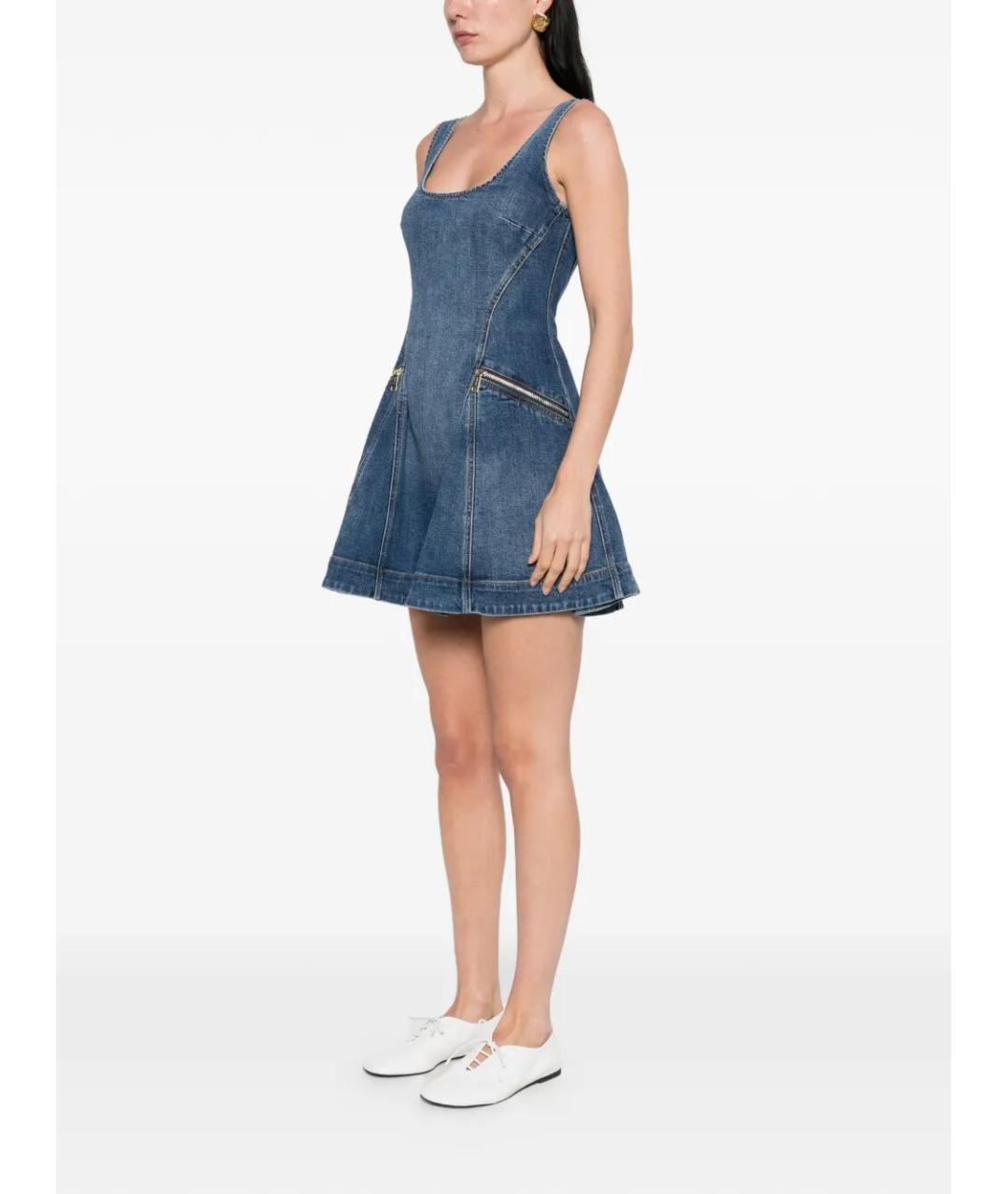 SELF-PORTRAIT Синий хлопко-эластановый сарафан, фото 4