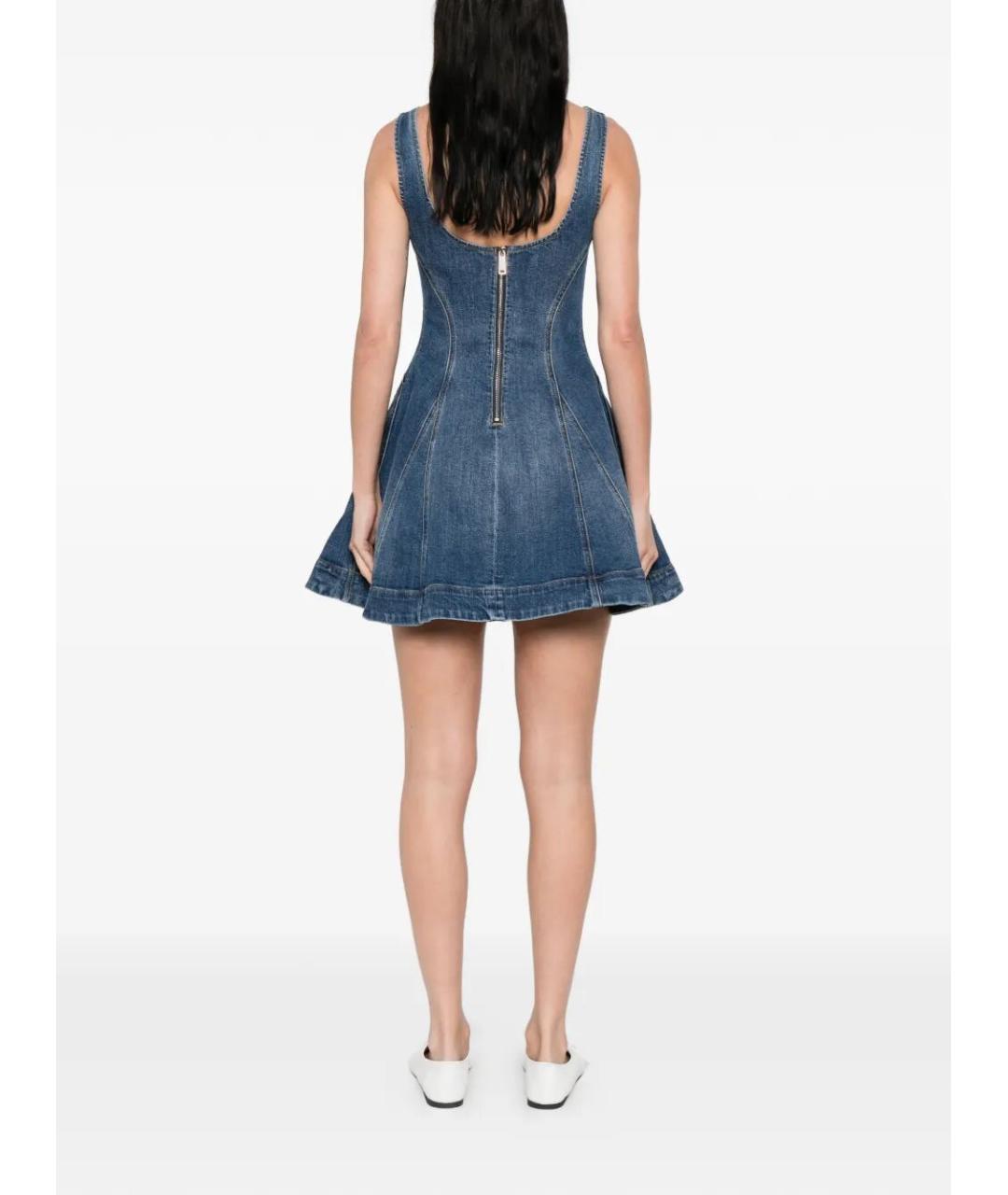 SELF-PORTRAIT Синий хлопко-эластановый сарафан, фото 3