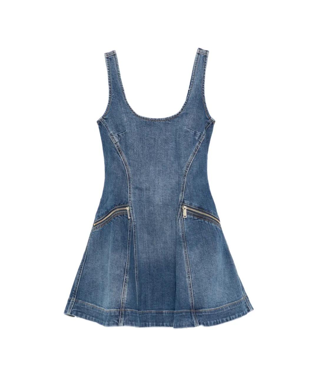 SELF-PORTRAIT Синий хлопко-эластановый сарафан, фото 6