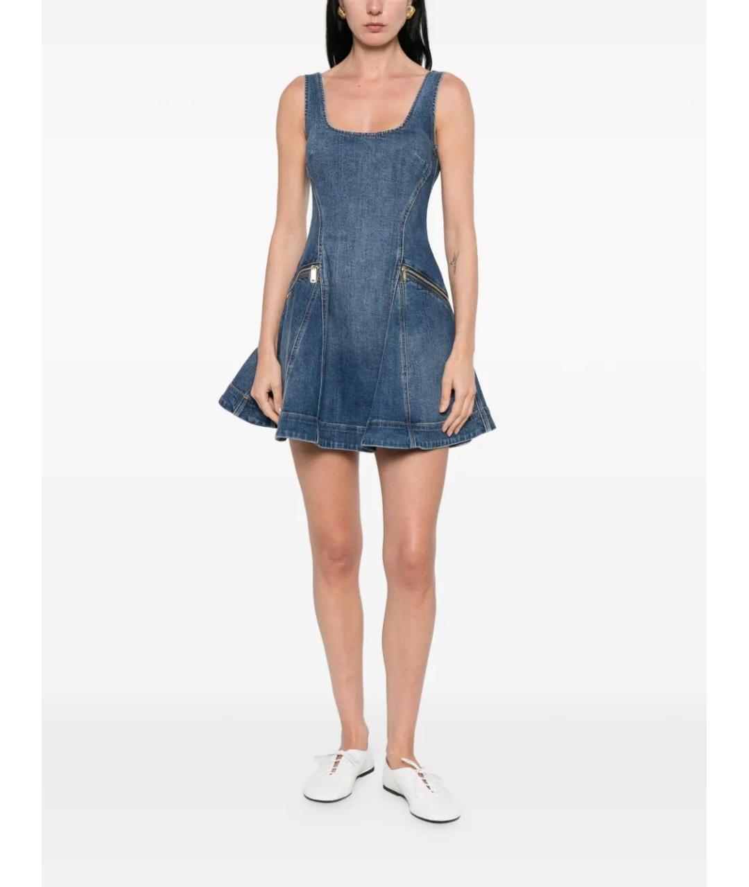 SELF-PORTRAIT Синий хлопко-эластановый сарафан, фото 2