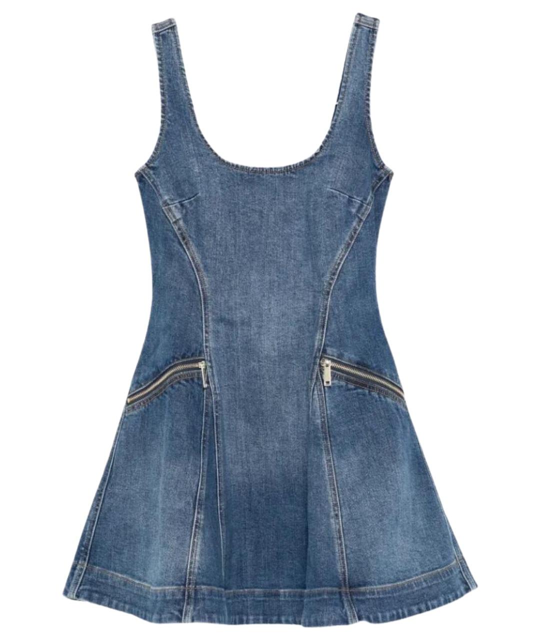 SELF-PORTRAIT Синий хлопко-эластановый сарафан, фото 1